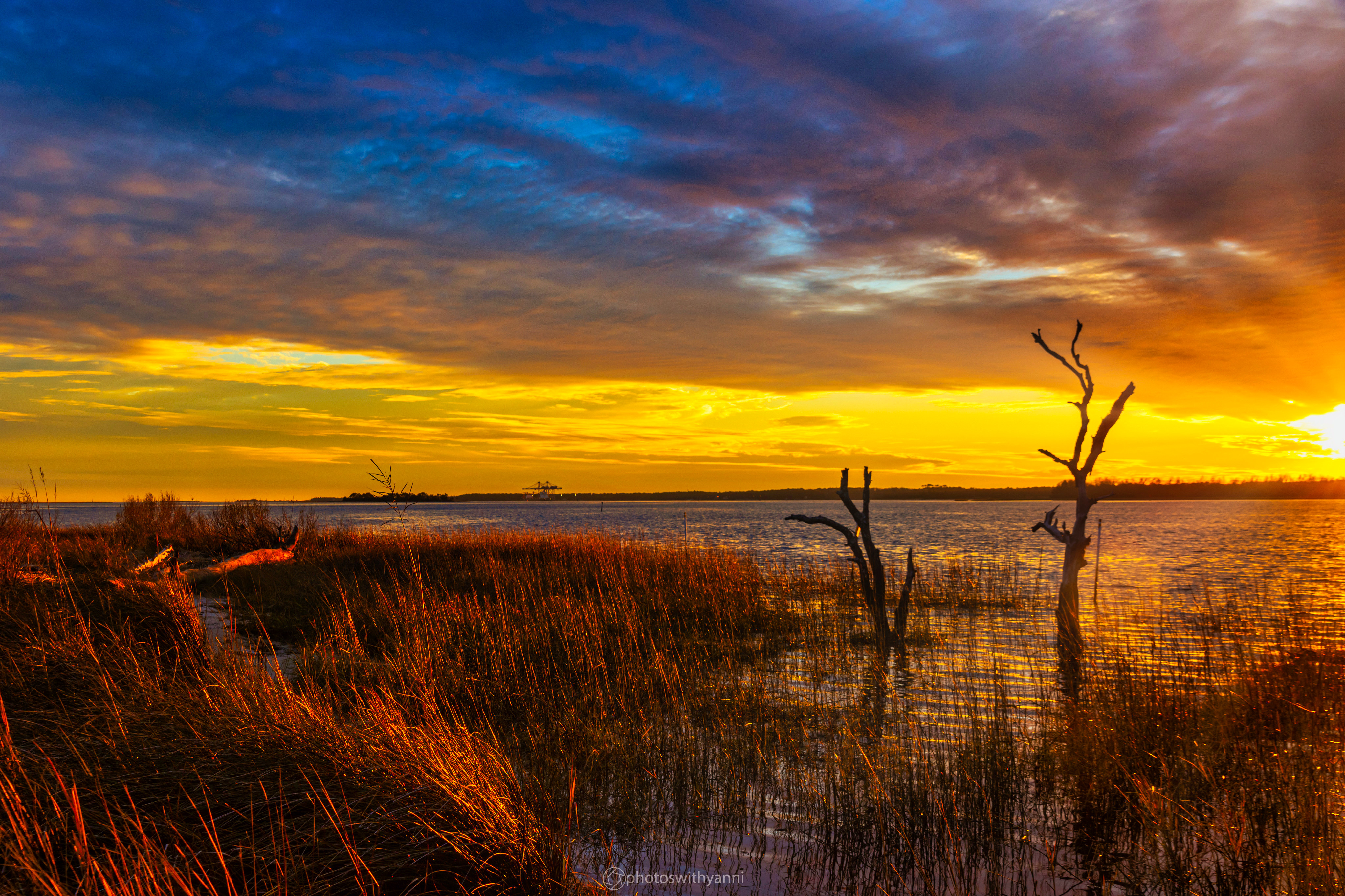 The marsh ignites at sunset — one of the most dramatic skies I've ever witnessed on the NC coast.